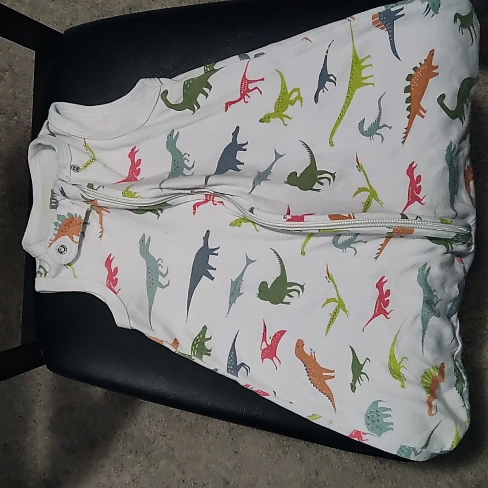 White Sleep sack with dinosaur print